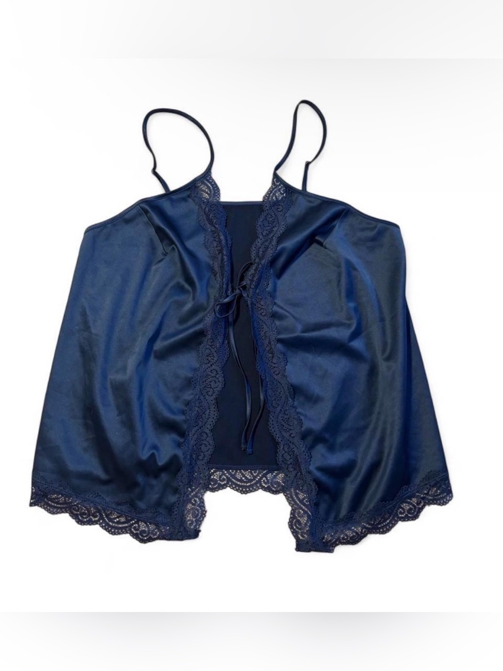 Fantasy Lingerie Blue Lace Trim Babydoll Cami Top Size M/L Y2K Coquette Lingerie